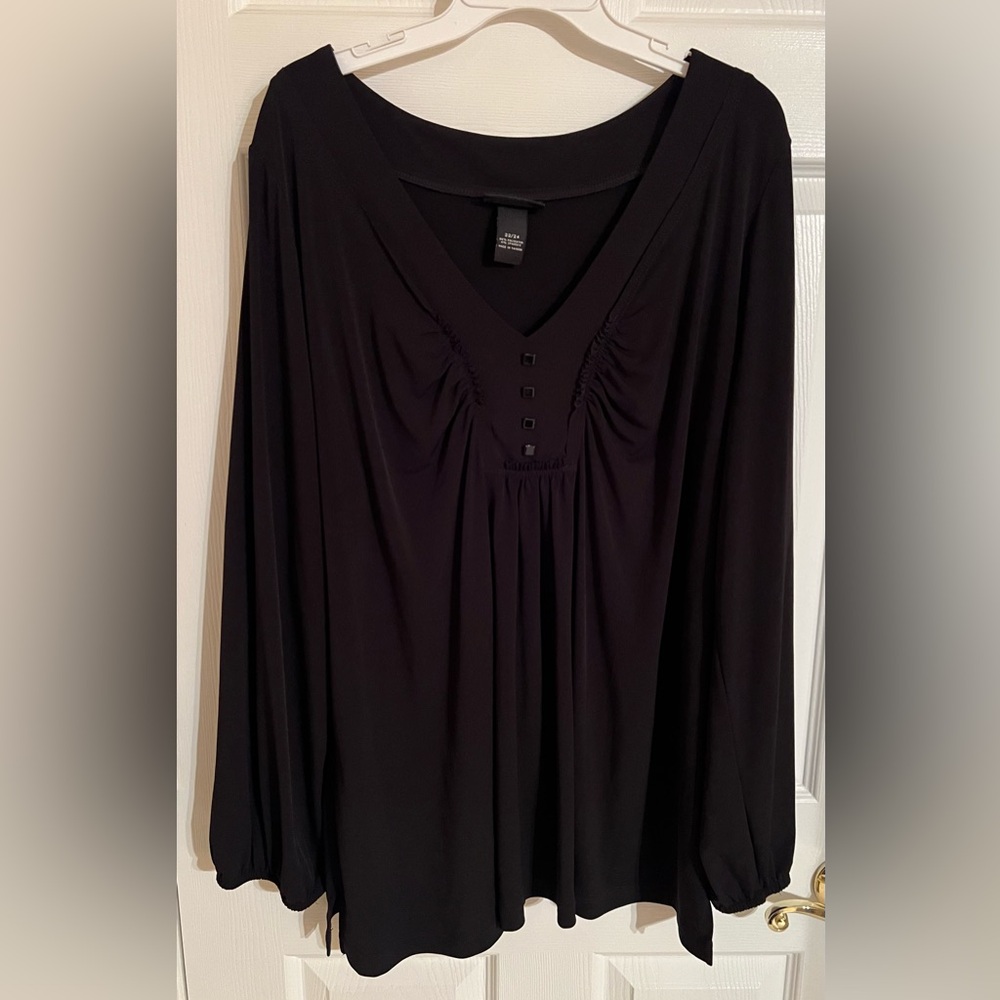 Lane Bryant Black V-Neck Blouse